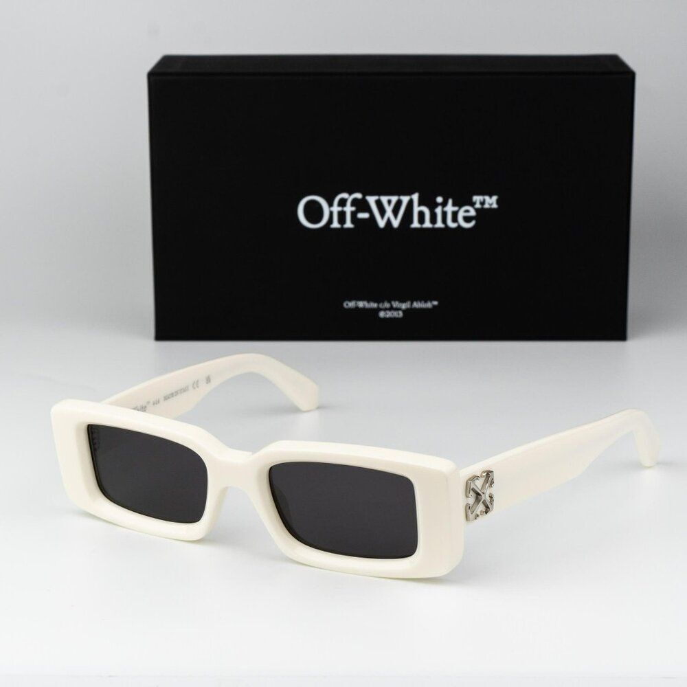 Off-White ARTHUR Women Sunglasses White Grey Square OERI127 0107 NEW AUTHENTIC